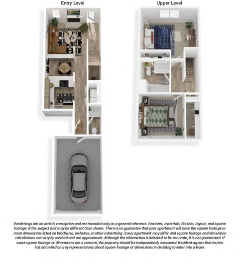 Floor plan for 2 beds, 2 baths, 1192 sqft